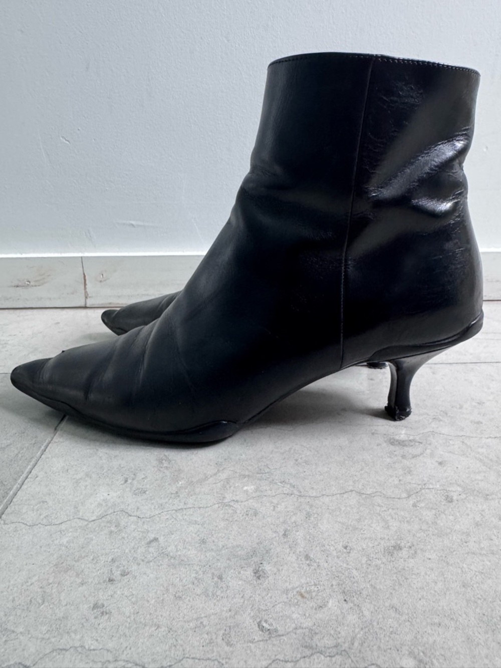 Prada Black Pointed Toe Ankle Boots size IT 37 - Picture 6 of 17